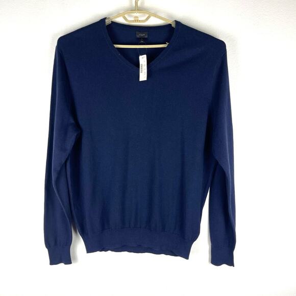 J. Crew Cotton Cashmere V-neck Sweater Navy Blue Men's XL Preppy NEW WITH TAGS - Picture 1 of 8
